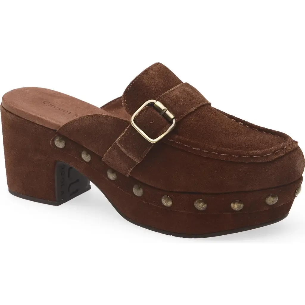 Genni Platform Loafer Mule in Camel Suede
