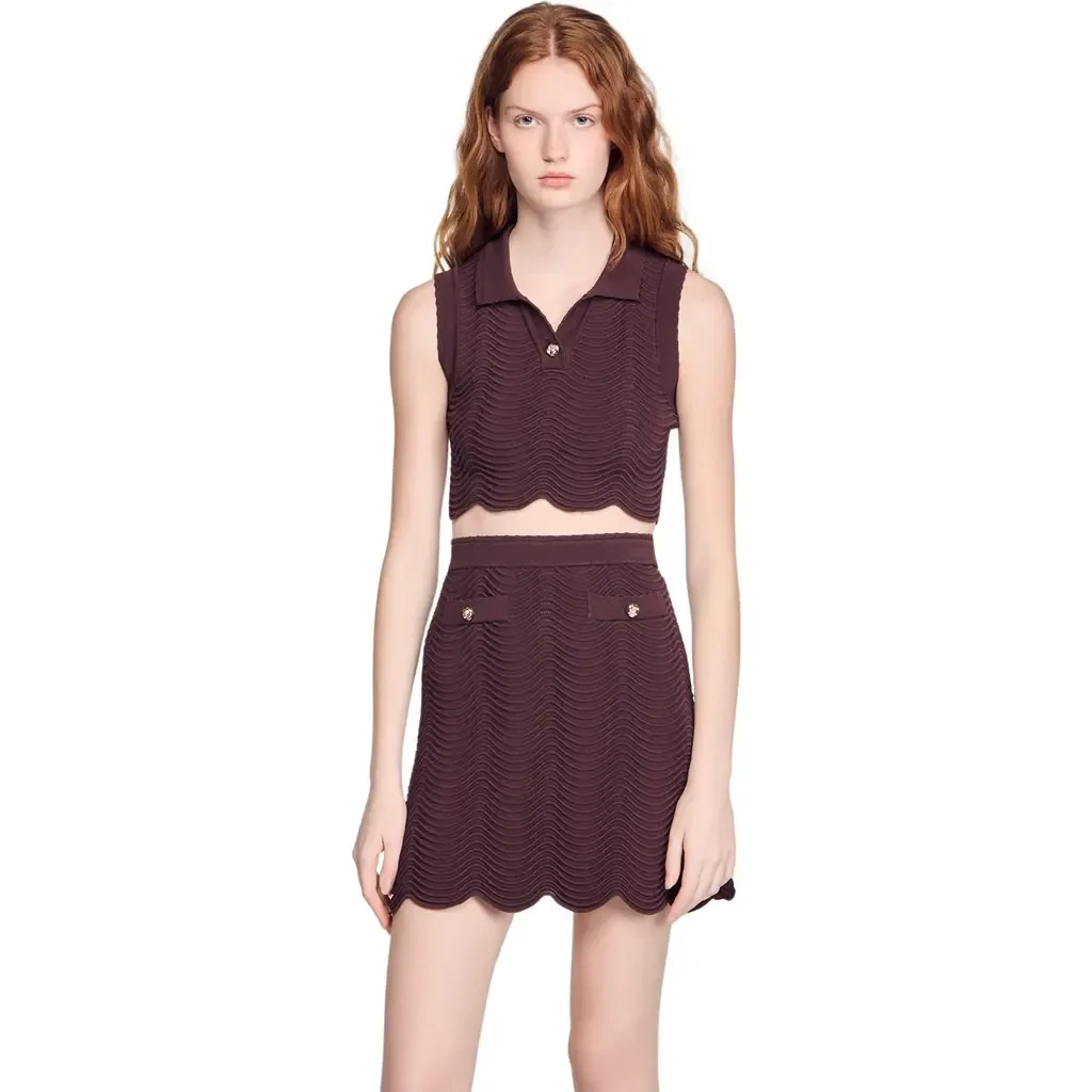 Cropped Decorative Knit Top by SANDRO