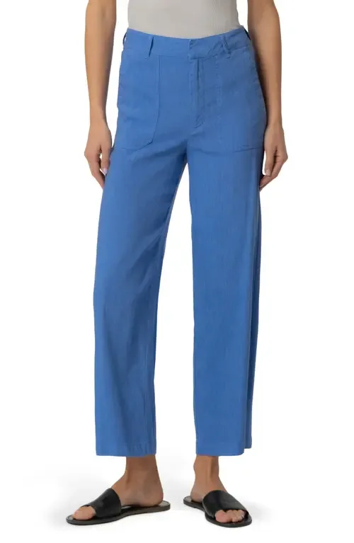 Topaz High Waist Crop Wide Leg Linen Blend Pants