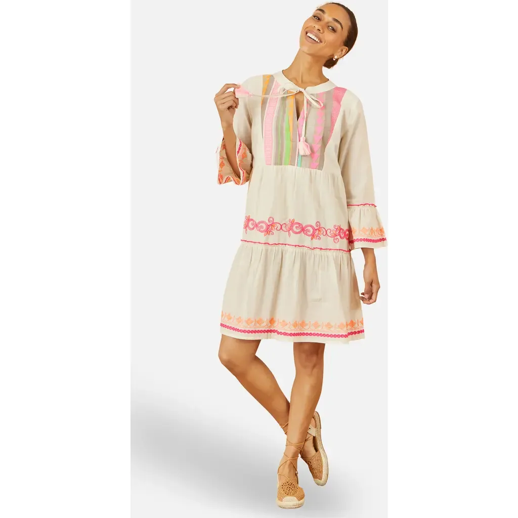 Embroidered Cotton Tunic Dress by Yumi