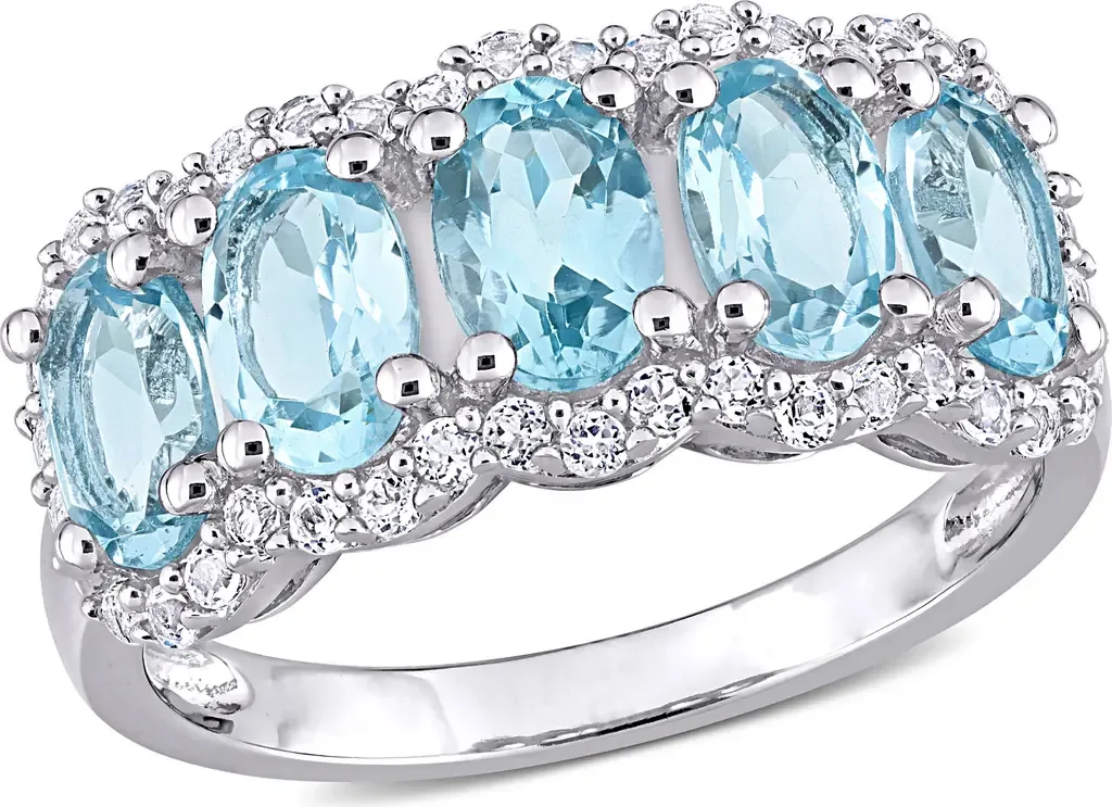Gemstones Oval Semi-Eternity Ring by Julianna B.