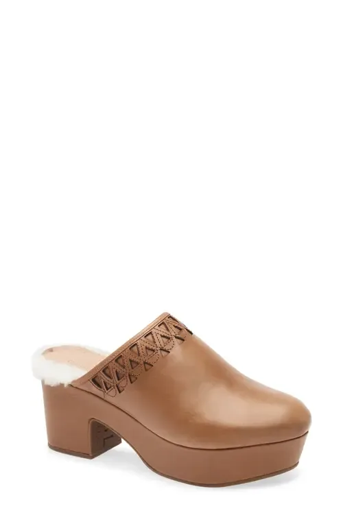 Gannet Platform Clog in Camel Leather by Chocolat Blu