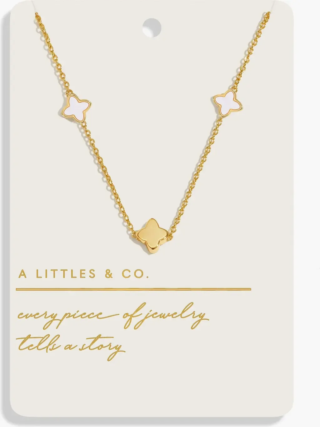 Style Stories Mother of Pearl Clover Necklace in Gold-Tone Plating by A Littles & Co