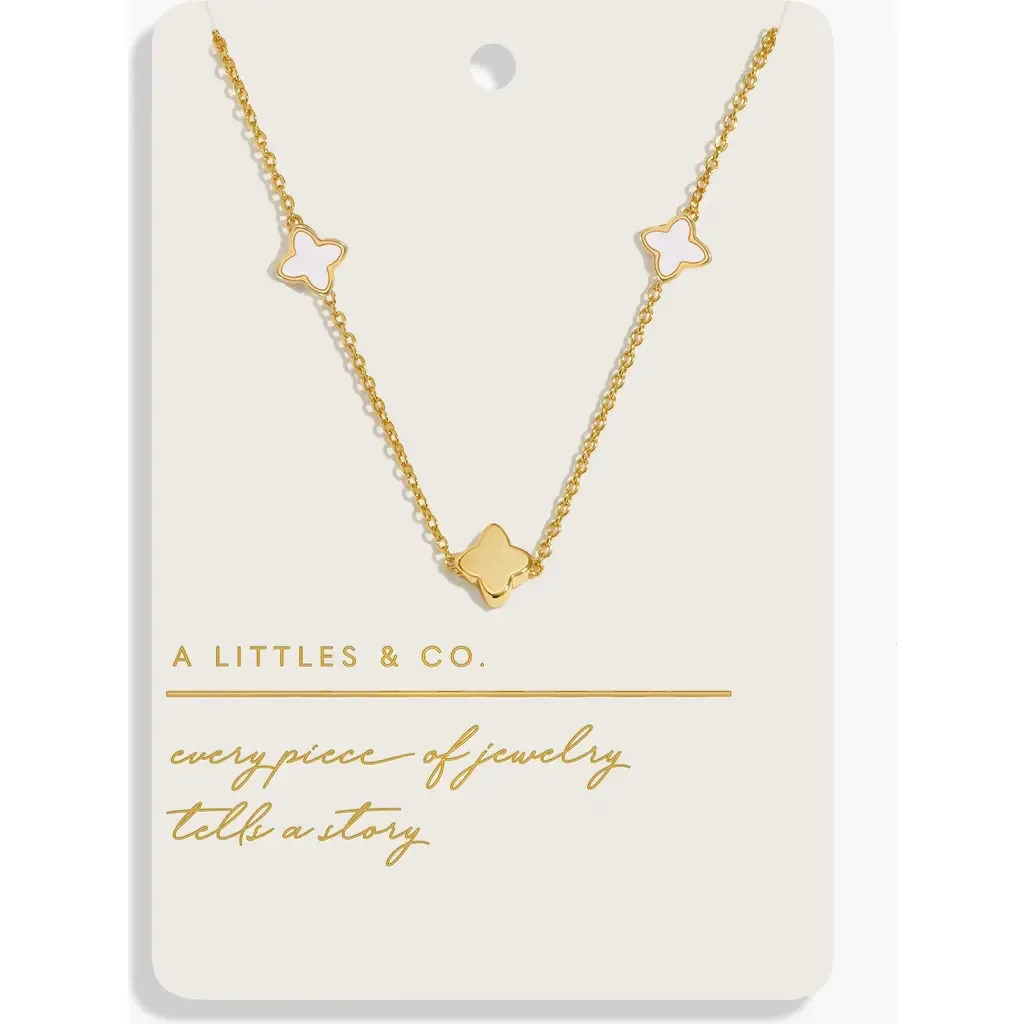 Style Stories Mother of Pearl Clover Necklace in Gold-Tone Plating by A Littles & Co