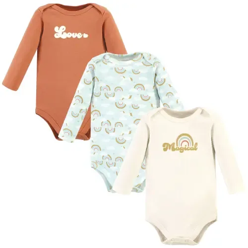 Soft Cotton Long-Sleeve One-Piece 3Pk by Hudson Baby