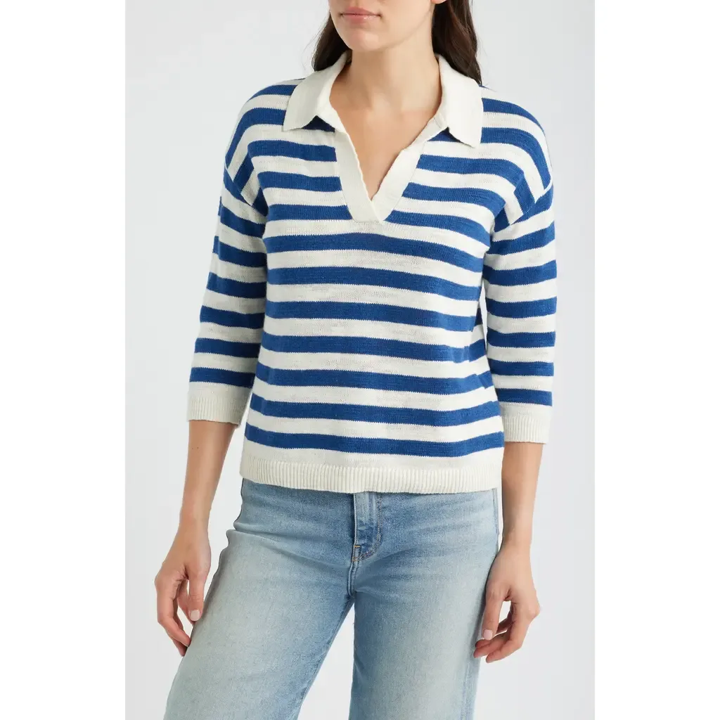 Gwynver Stripe Johnny Collar Sweater by Seasalt Cornwall