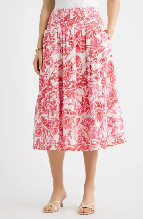 Tiered Cotton Gauze Midi Skirt