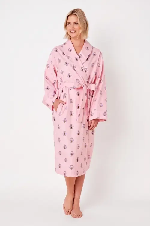 Floral Flannel Shawl Collar Robe by The Cat's Pajamas