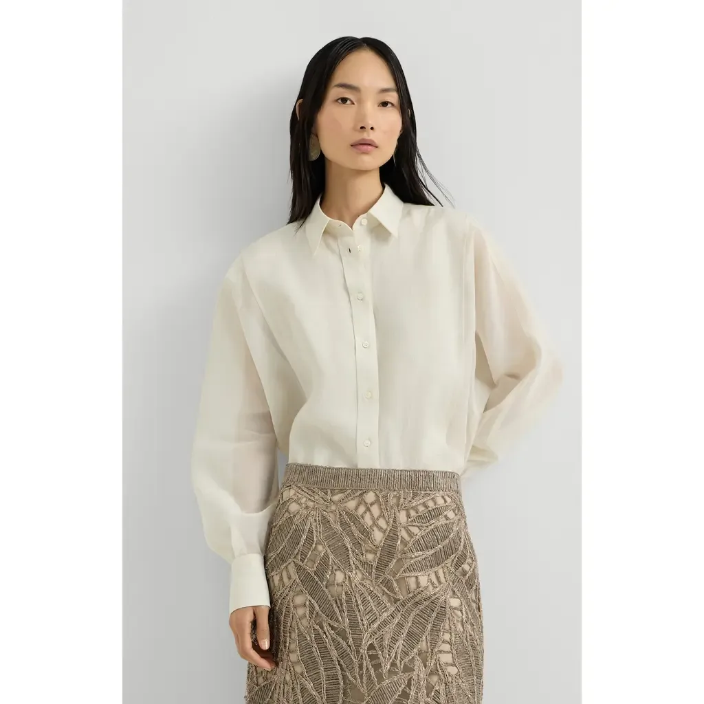 Linen and Cotton Organza Shirt by Brunello Cucinelli