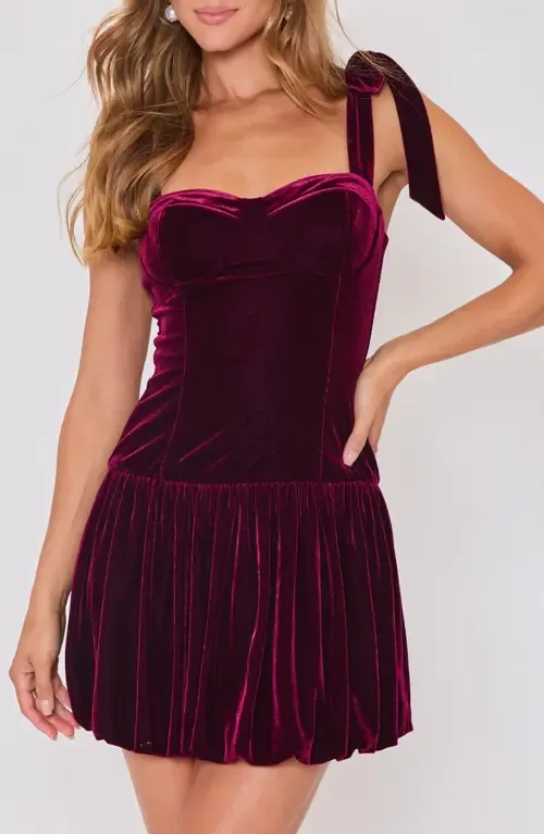 Veronica Velvet Bubble Hem Minidress by VICI Collection
