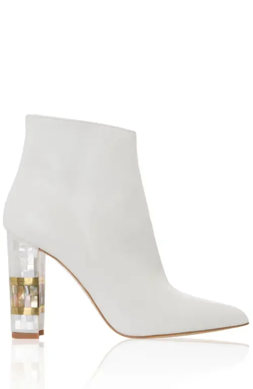 Jasmine White Pearl Heel Ankle Boot by Freya Rose