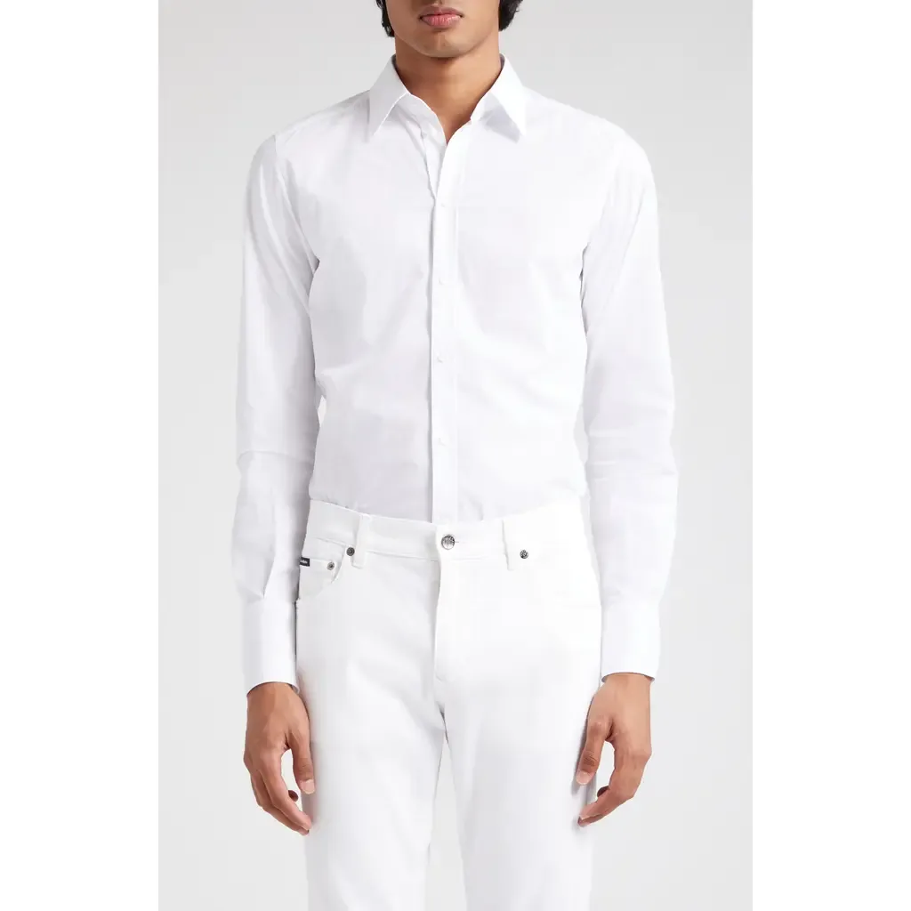 Cotton Poplin Button-Up Shirt by Dolce&Gabbana