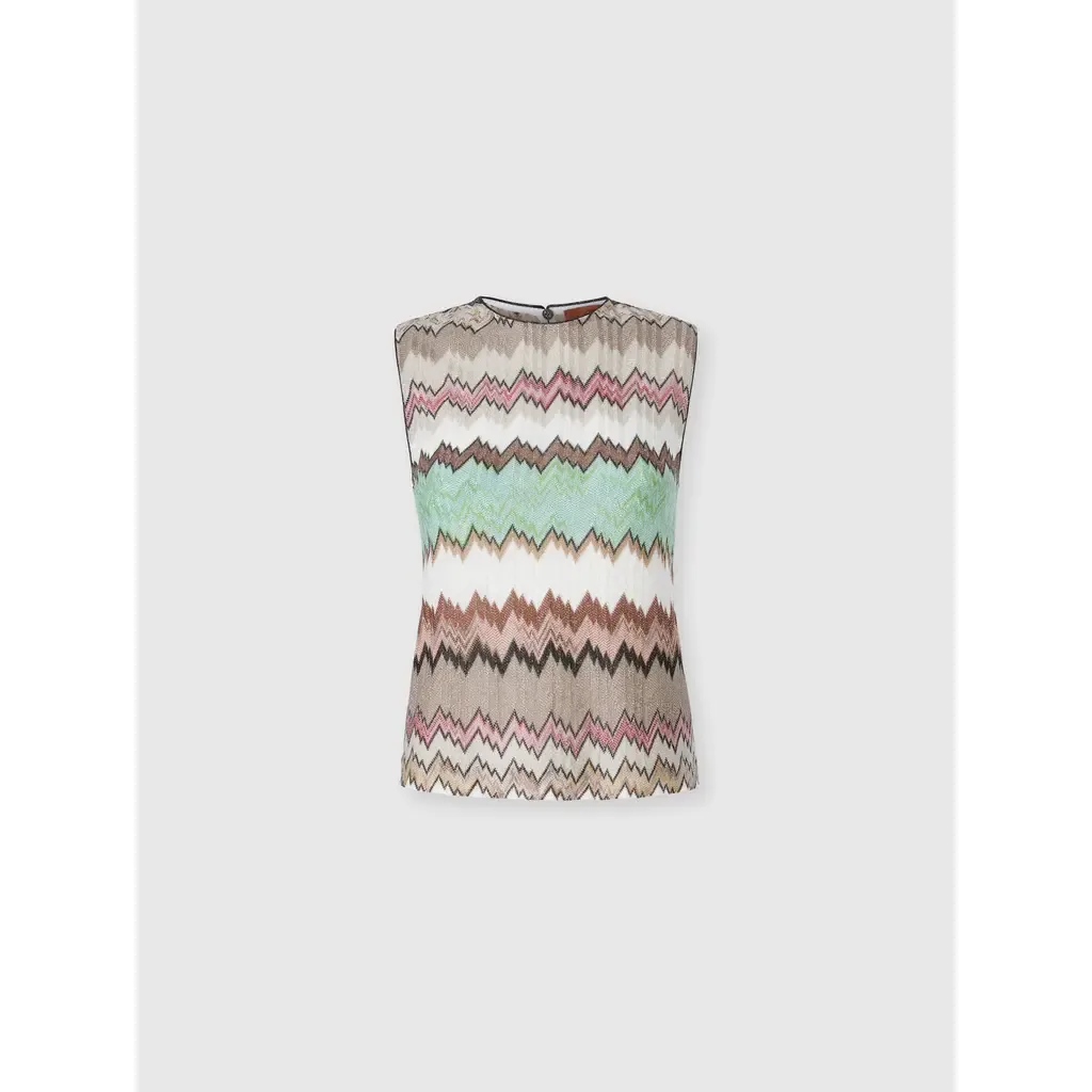 Sleeveless Crew-Neck Top in Viscose Lamé with Snake Motif by Missoni