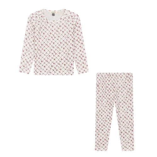 Printed Ribbed 2 Piece Long Sleeve Top and Pants Set by Fragile
