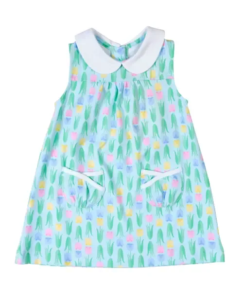 Printed Knit Tulip Pocket Dress by Florence Eiseman