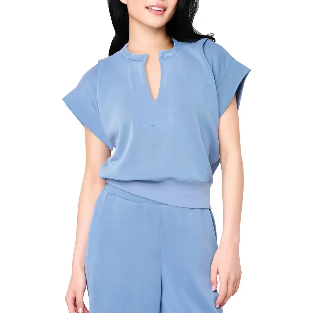 Cloud Scuba Knit Top - Denim by GIBSONLOOK