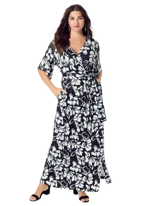 Flutter Sleeve Wrap Maxi Dress