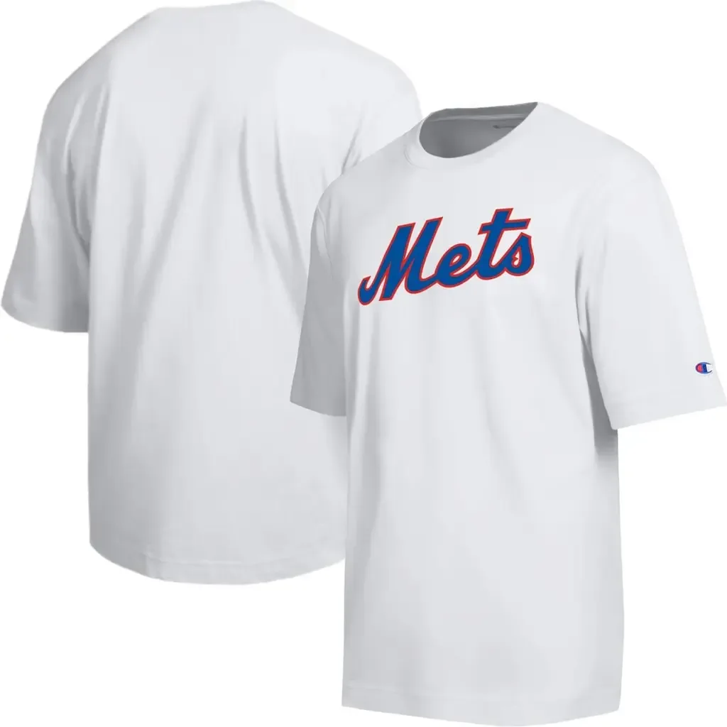 Champion White New York Mets All Star Arched Chenille Wordmark T-Shirt by Champion