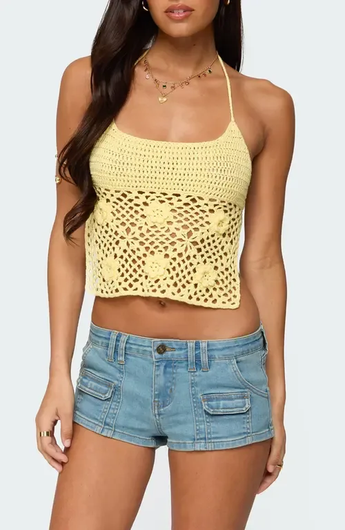 Miel Crochet Backless Halter Top