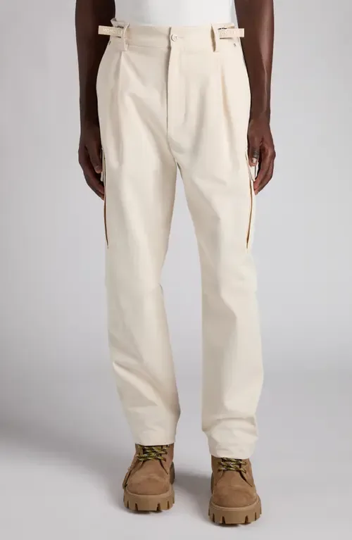 Pleated Cotton Stretch Twill Cargo Trousers by Moncler