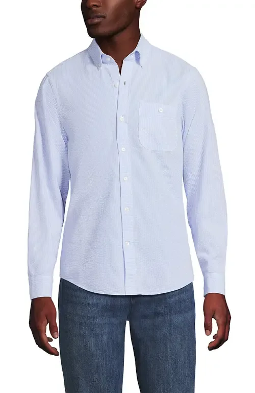 Long Sleeve Seersucker Shirt by Lands' End