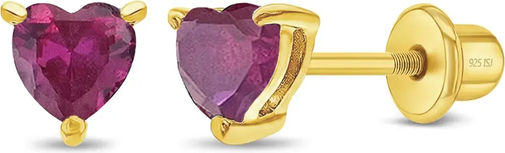 Cubic Zirconia Birthstone Plated Solitaire Earrings in July by In Season Jewelry