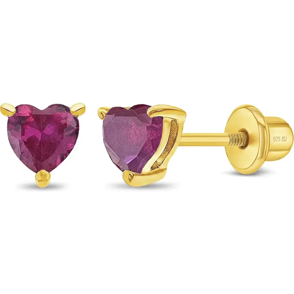 Cubic Zirconia Birthstone Plated Solitaire Earrings in July by In Season Jewelry