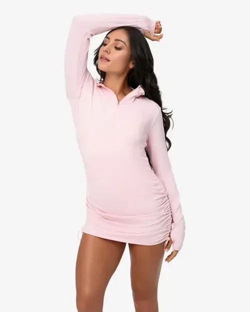 Long Sleeve Sun and UV Protection Drawstring Coverup Dress by BloqUV