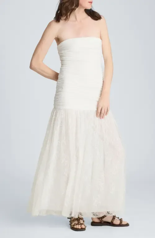 Strapless Mesh Maxi Dress by Kenneth Cole