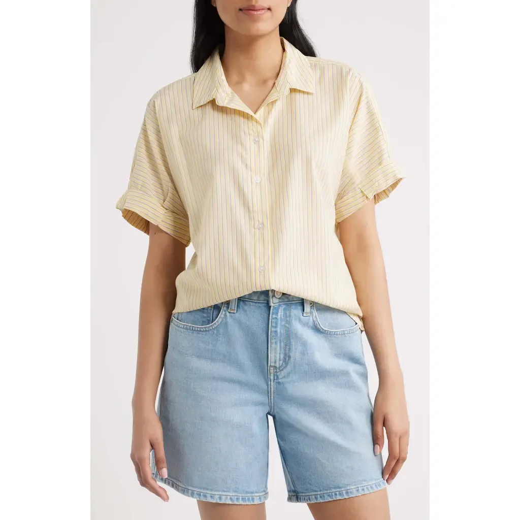 Chase Cotton & Modal Button-Up Shirt in Goldfinch by beachlunchlounge