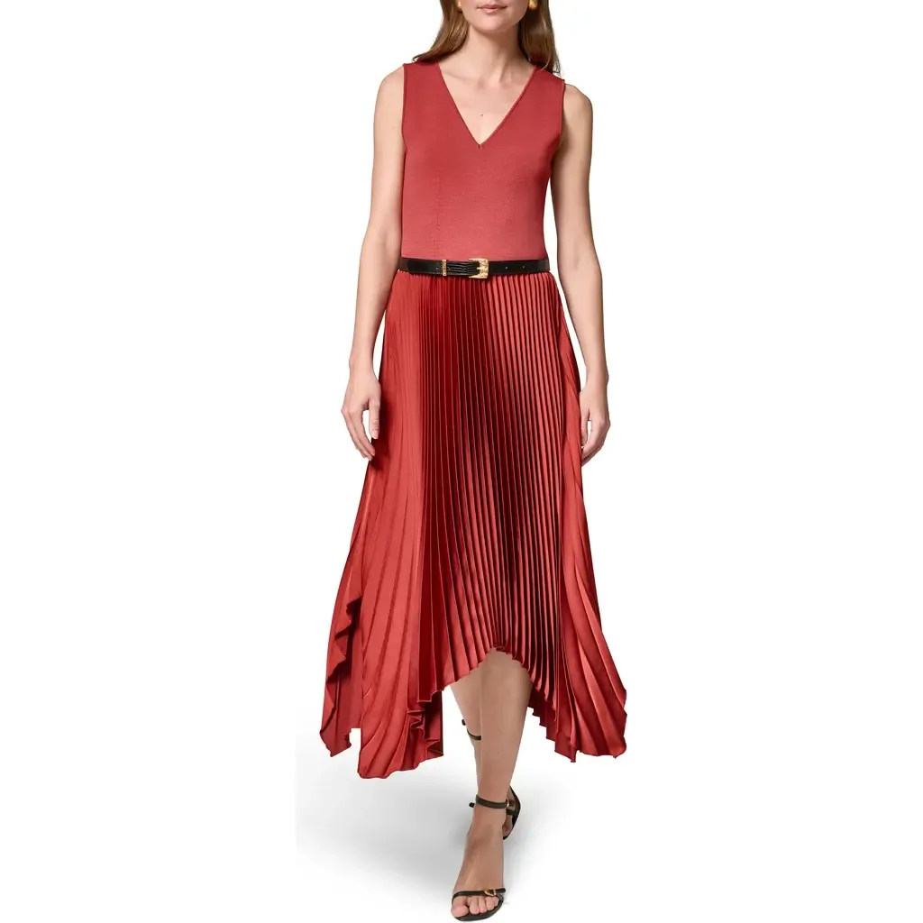 Sleeveless Pleated Dress in Sunbaked