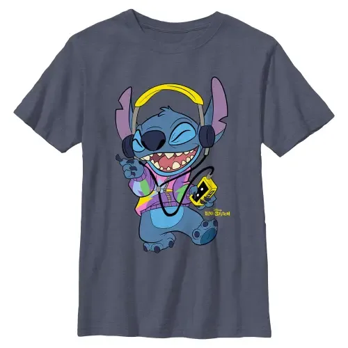 Cool Headphones Stitch Graphic Short Sleeve T-Shirt by Lilo & Stitch