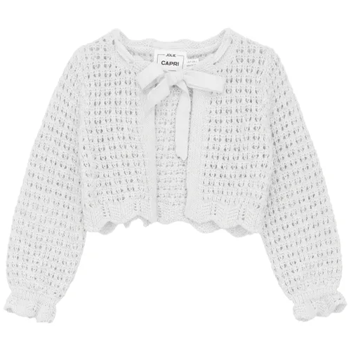 Double Breasted Bow Tie Neckline Scallop Edge Cardigan by Jolie Capri