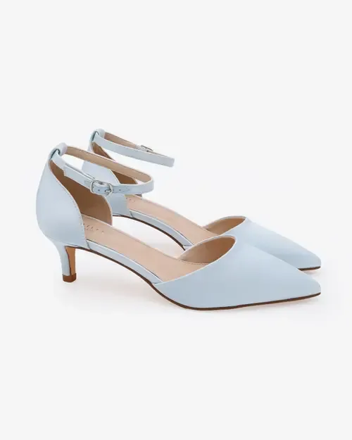 Farah Satin Pointed Toe Kitten Heel by Kailee P
