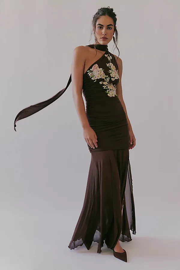 Embroidered One Shoulder Dress by SAEMDI