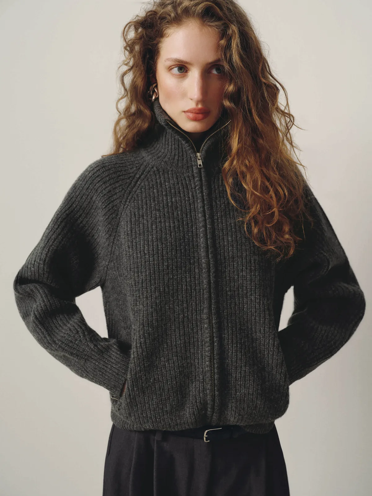 Joann Regen Wool Zip Sweater Jacket by Reformation