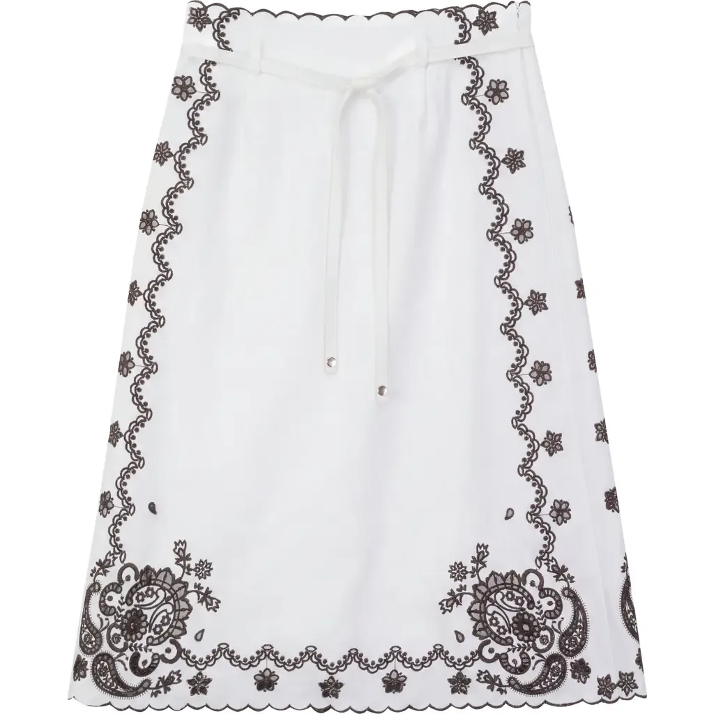 A-Line Embroidered Scalloped Hem Skirt by Aspect