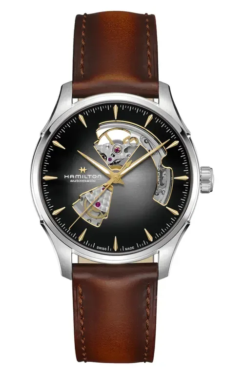 Jazzmaster Open Heart Automatic Leather Strap Watch, 40mm by Hamilton