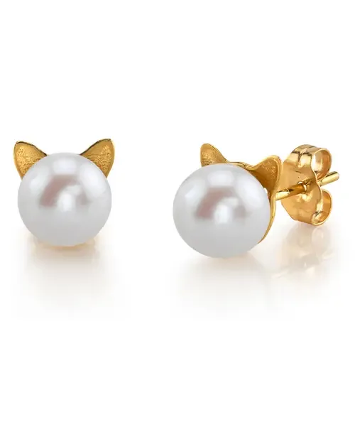 Freshwater Pearl Cat Cathy Earrings by The Pearl Source