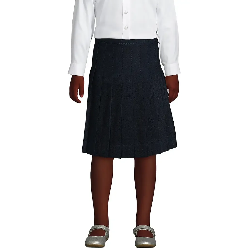 School Uniform Solid Pleated Skirt Below the Knee by Lands' End