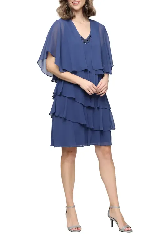 Tiered Ruffle Chiffon Dress with Jacket by SL FASHIONS
