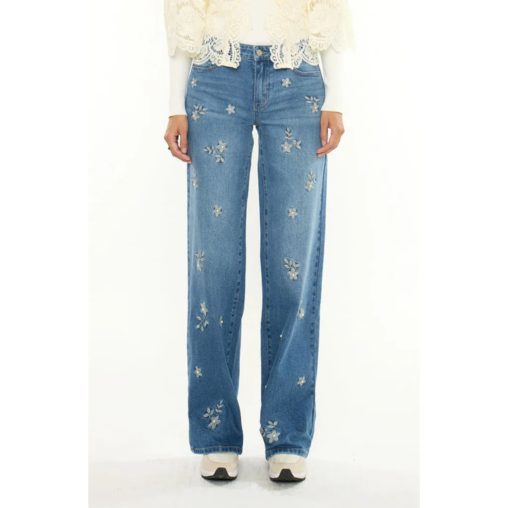 Kimberly Mid Rise Wide Leg Jeans by KanCan