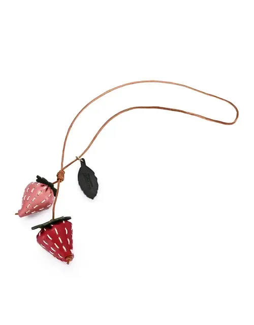 Strawberry Genuine Leather Artisan Charm by OLD TREND