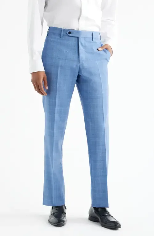 Parker Flat Front Plaid Wool Dress Pants by Zanella