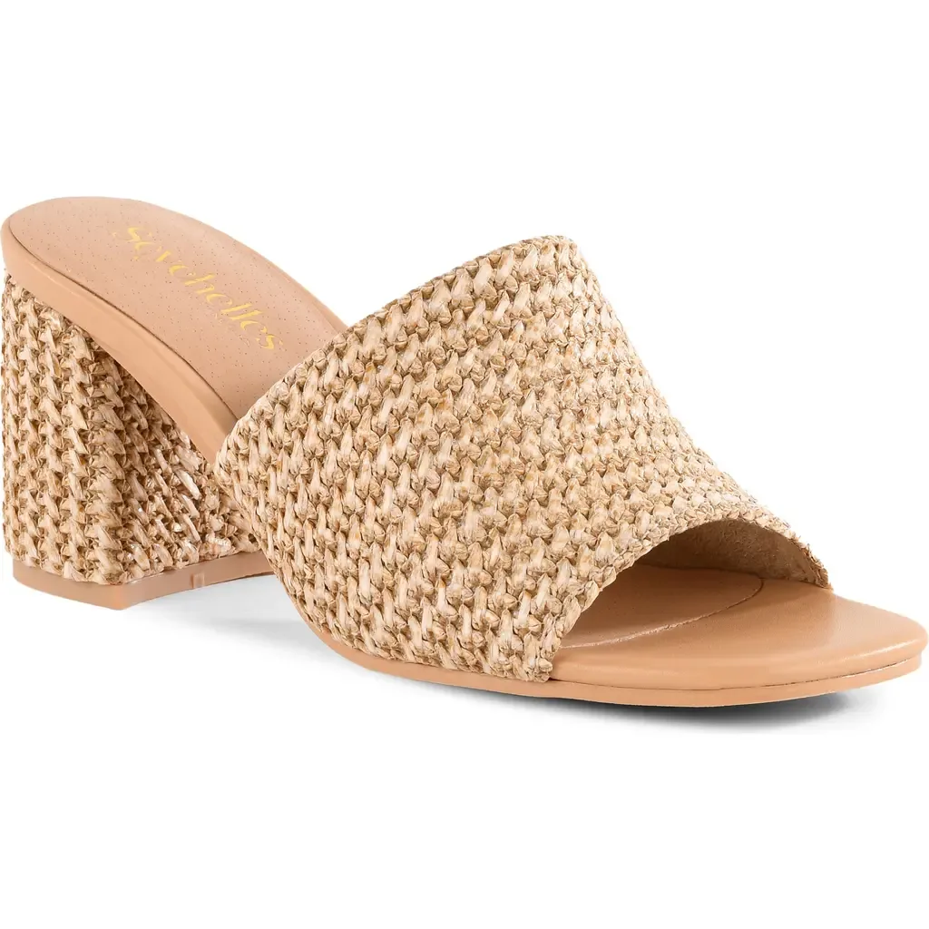 Adapt Block Heel Sandal in Natural Mix Raffia by Seychelles