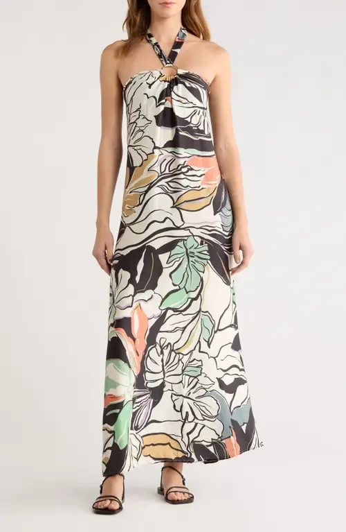 O-Ring Halter Maxi Cover-Up Dress by Elan