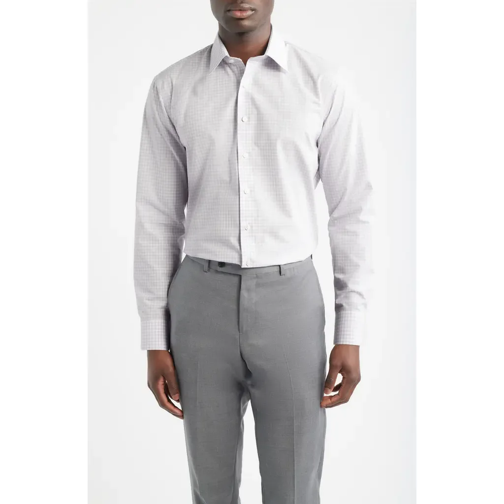 Trim Fit Check Non-Iron Cotton Dress Shirt by Nordstrom