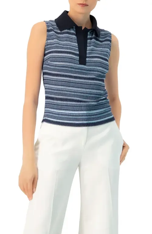 Sleeveless Knitted Polo with Collar by IVONNE