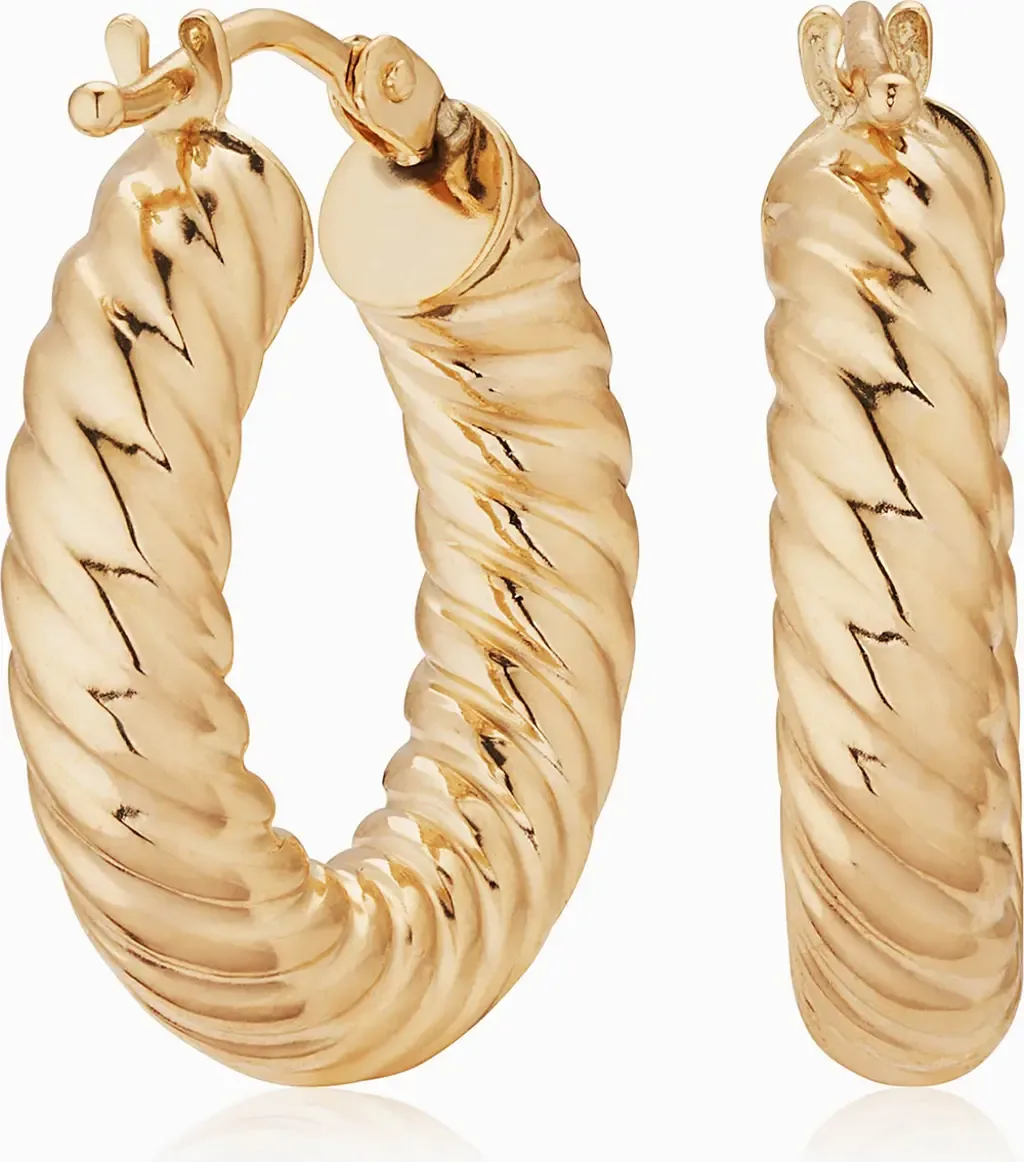 14K Yellow Gold Goddess Bold Hoops