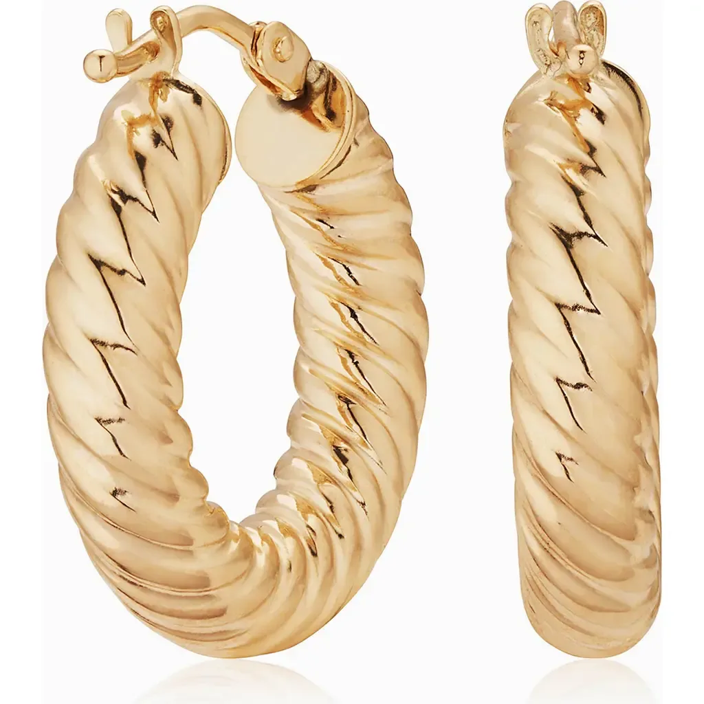 14K Yellow Gold Goddess Bold Hoops